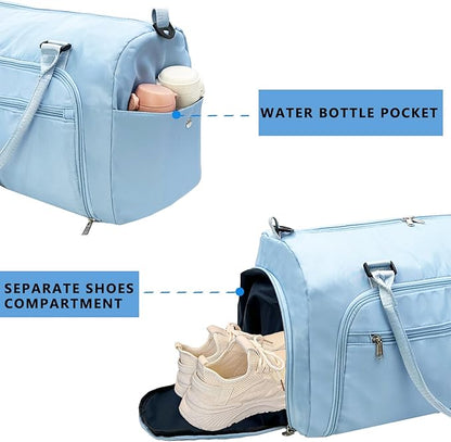 woogwin Gym Bag for Men & Women with Shoes & Wet Compartment Waterproof Duffle Bag for Travel
