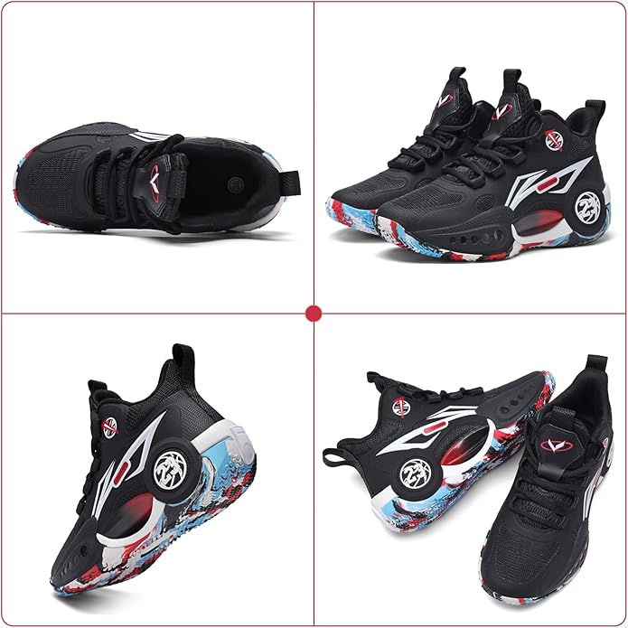 JMFCHI Kids Basketball Shoes High-top Sports Shoes Sneakers Durable Lace-up Non-Slip Running Shoes