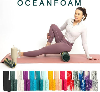 Oceanfoam Tidal Roller - Hunter, Gold & Natural Marbled - Muscle Massage Foam Roller for Back Pain