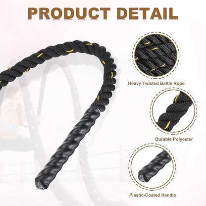 MECCANIXITY Battle Rope 10ft x 1 Inch Polyester Workout Rope Heavy Fitness Exercise Rope for
