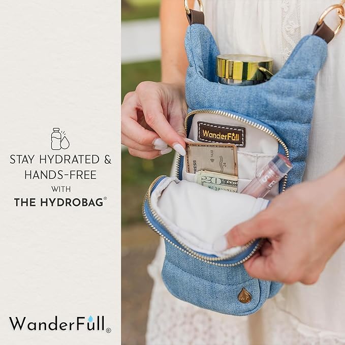 WanderFull® Original HydroBag® Collection, Water Bottle Holder w/Strap & Phone Pocket, Hands-Free