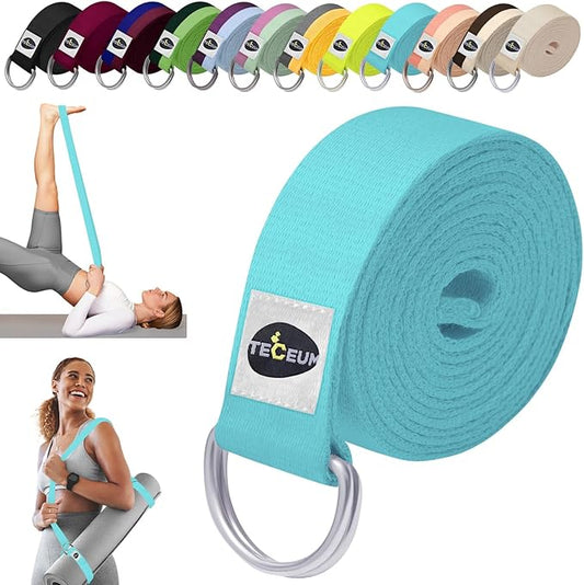 TECEUM Yoga Strap & Mat Strap – 2 IN 1 – Cotton – 6 ft 8 ft 10 ft (30+ colors) – Adjustable