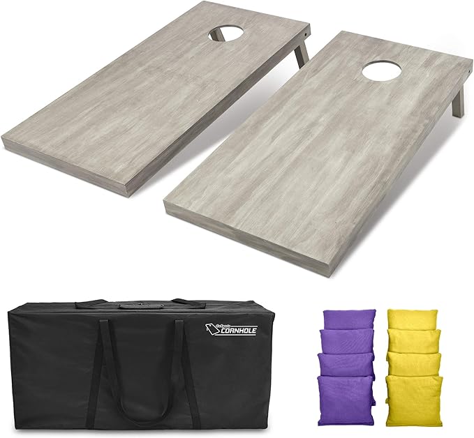 GoSports 4 ft x 2 ft Regulation Size Wooden Cornhole Boards Set - Includes Carrying Case and Bean