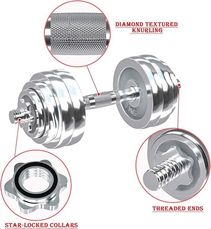VIVITORY Fitness Dumbbells Set, Adjustable Weight Sets up to 11/22/44/66/110 lbs, with Metal