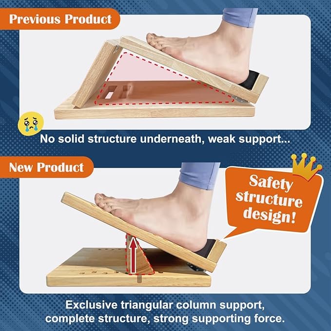 KIJO Studio Professional Wooden Calf Stretcher Slant Board 500 lbs Weight Capacity 16-Angle