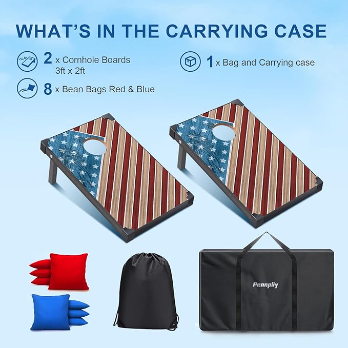 2’x3’ Cornhole Boards Set, Cornhole Outdoor Game Set - Corn Hole Toss Boards Set with 8 Cornhole