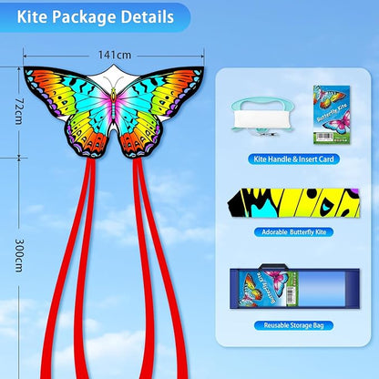 Butterfly Kites for Kids & Adults, Easy to Fly Design with Long Tail for Stability, for Kids Ages