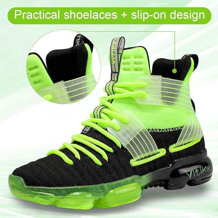 JMFCHI Kids Basketball Shoes High-top Sports Shoes Sneakers Durable Lace-up Non-Slip Running Shoes