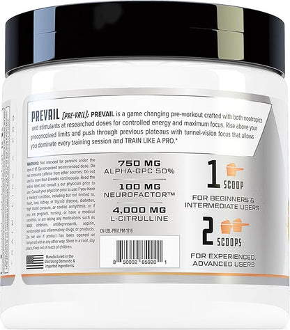 Prevail Pre Workout Powder with Nootropics: Pre Workout for Men and Women, Cutting Edge Energy and