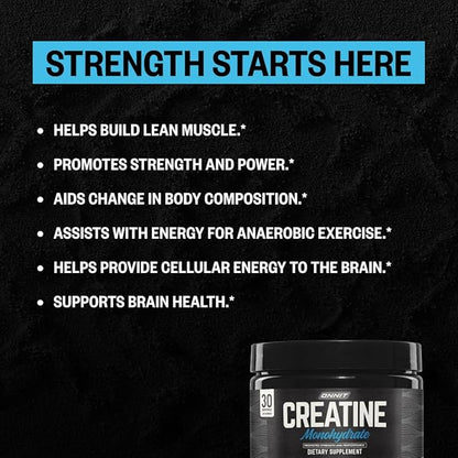 ONNIT Creatine Monohydrate Powder – 5g Premium Creatine for Muscle Strength, Power & Lean Mass