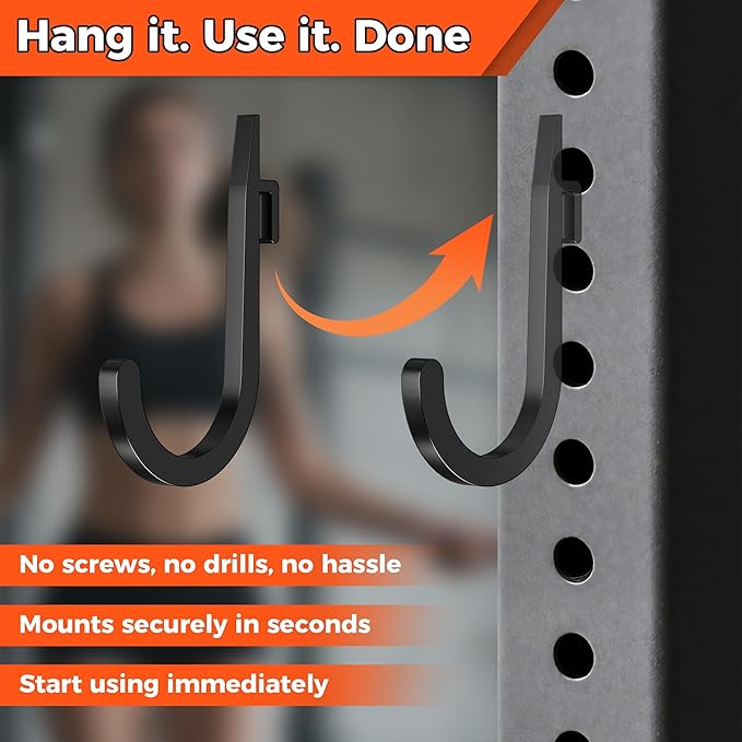 J Hooks for Squat Rack,Squat Rack Attachments for Home Gym Storage,Portale Power Rack Accessories