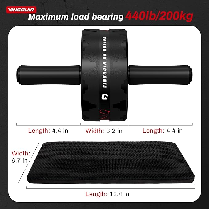 VINSGUIR Ab Roller Wheel, Abs & Core Workout Equipment for Home Gym with Knee Pad Accessories