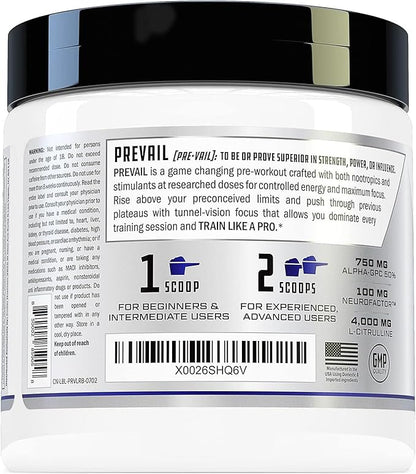Prevail Pre Workout Powder with Nootropics: Pre Workout for Men and Women, Cutting Edge Energy and
