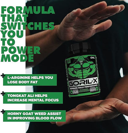 Testosterone Booster Supplement for Men - Goril X Workout Male Enhancing Pills 1000mg - Increase