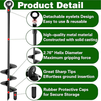 Ground Anchors Heavy Duty, Swing Set Anchor Kit 18 Inch 8 Pack Screw in Earth Anchors Trampoline