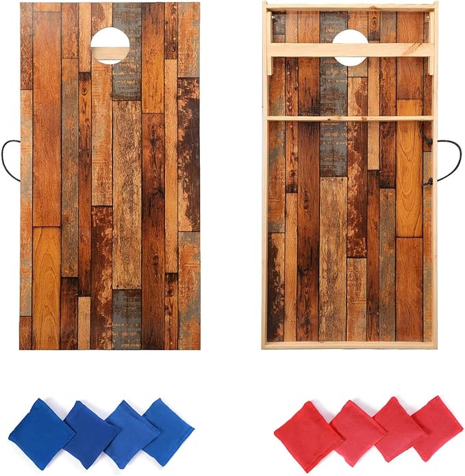 Solid Wood Premium Cornhole Game Set, Bean Bag Toss Game for Tailgate, Outdoor, Backyard
