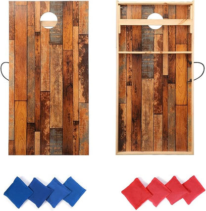 Solid Wood Premium Cornhole Game Set, Bean Bag Toss Game for Tailgate, Outdoor, Backyard