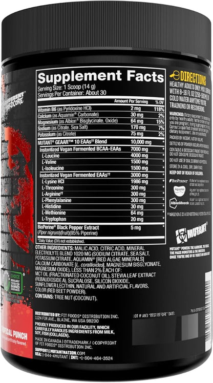 Mutant GEAAR - 9.4g of EAA Powder + Arginine, 7g BCAAs, 4g Leucine, Electrolytes, Coconut Water, 30