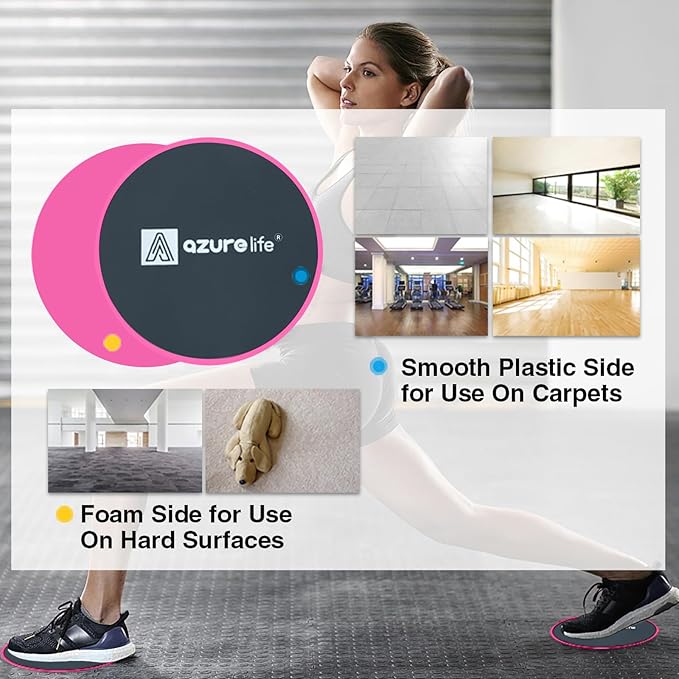 Exercise Core Sliders, Dual Sided Exercise Gliding Discs Use on Carpet or Hardwood Floors, Light