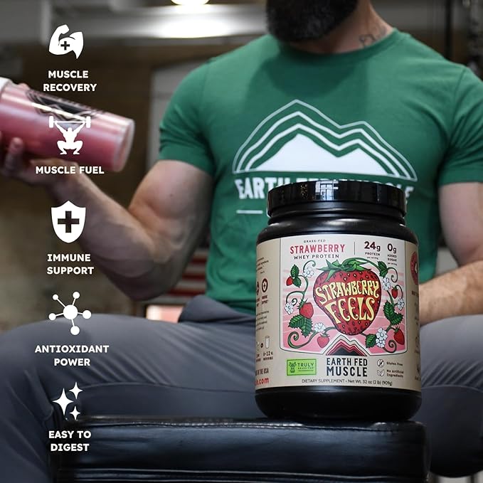 Earth Fed Muscle Strawberry?¯Feels??Forever) ??Irish Truly Grass?‘Fed Whey Protein Isolate, No