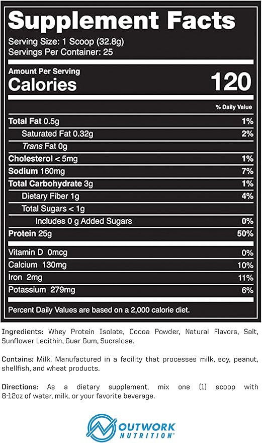 Outwork Nutrition Whey Isolate Protein Powder - Accelerates Muscle Building & Recovery - Low
