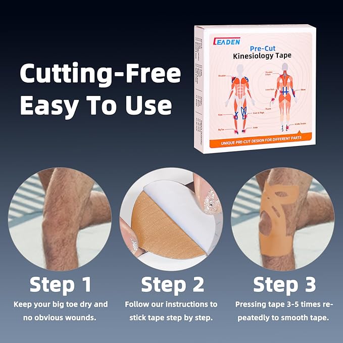 IEADEN Precut Kinesiology Tape for Knees, 10 Pcs - Knee Support & Stability, Knee Pain Relief