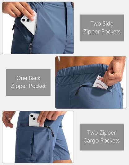 Pudolla Men's Hiking Cargo Shorts 9" Lightweight Outdoor Work Shorts for Men Travel Golf Camping