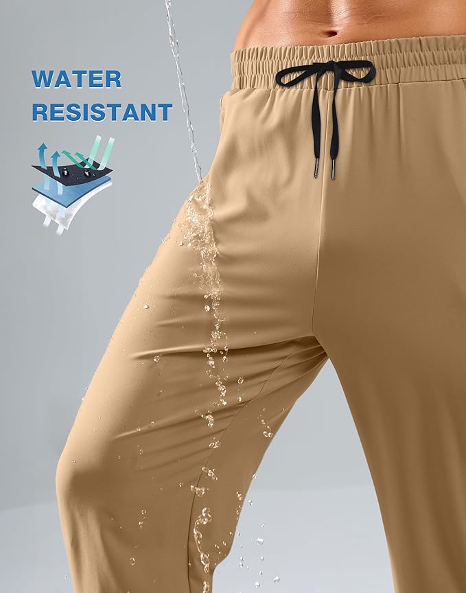Pudolla Men's Lightweight Hiking Pants Quick-Dry Outdoor Sweatpants with Zipper Pockets for Casual