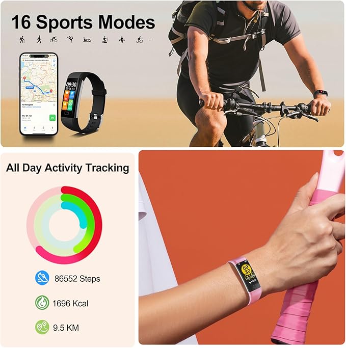 ENGERWALL Fitness Tracker with Step Counter/Calories/Stopwatch, Activity Tracker with Heart Rate