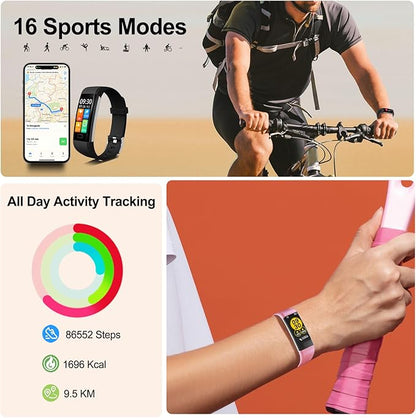 ENGERWALL Fitness Tracker with Step Counter/Calories/Stopwatch, Activity Tracker with Heart Rate