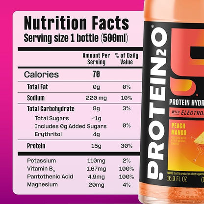 Protein2o Hydration Drink - 2-in-1 Liquid Clear Whey Protein Isolate and Electrolyte Drink - 15g