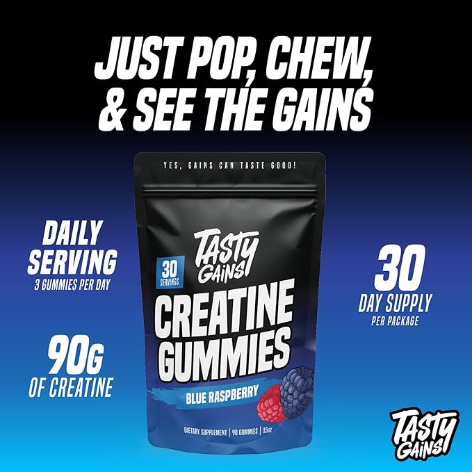 Creatine Gummies - 90g of Creatine Monohydrate - Workout Supplements - Build Muscle & Boost