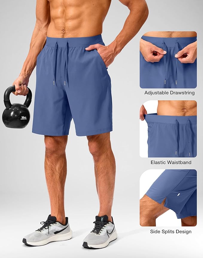 Men's Running Shorts with Zipper Pockets 9 Inch/ 7 Inch / 5 Inch Lightweight Quick Dry Gym Workout