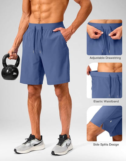 Men's Running Shorts with Zipper Pockets 9 Inch/ 7 Inch / 5 Inch Lightweight Quick Dry Gym Workout