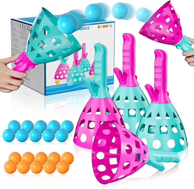 Bennol Outdoor Game Toys for Kids Boys with 20 Balls, Pop Pass Catch Ball Game Outside Toys Gifts