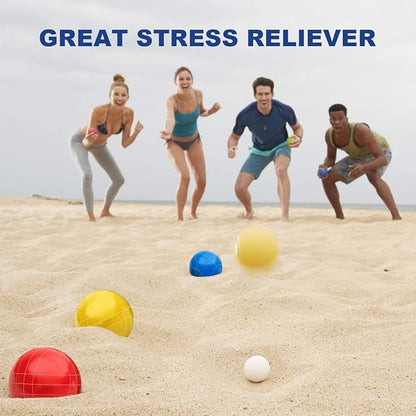 100mm Bocce Ball Set Regulation Size and Weight with 8 Resin Bochie Balls, Pallino, Carrying Bag