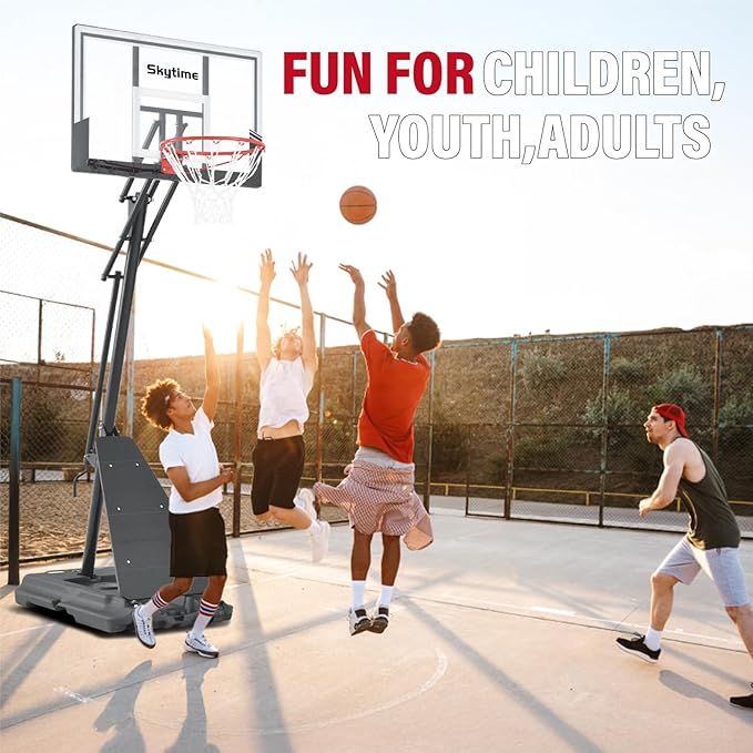 Basketball Hoop 44&48 Inch Backboard Portable Basketball Hoop Outdoor,5.3-10ft Stepless Regulation
