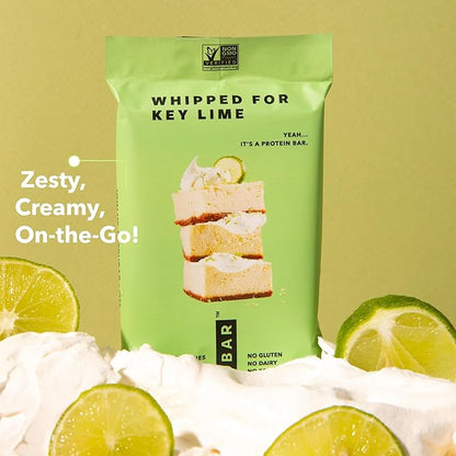 TRUBAR Vegan Protein Bar, Whipped for Key Lime, Gluten Free, Plant Based, High Fiber, Dairy Free