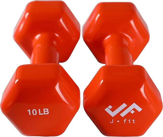 JFIT Dumbbell Pairs or Sets – Neoprene & Vinyl Coated Hand Weights for Home Gym, Strength Training
