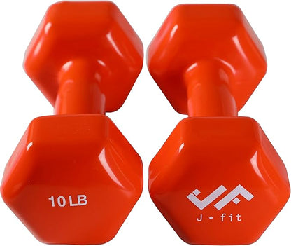 JFIT Dumbbell Pairs or Sets – Neoprene & Vinyl Coated Hand Weights for Home Gym, Strength Training