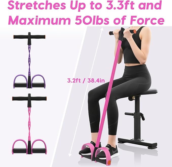 Resistance Bands with Handles, 6-Tubes Elastic Foot Pedal Resistance Bands, Natural Rubber Ankle