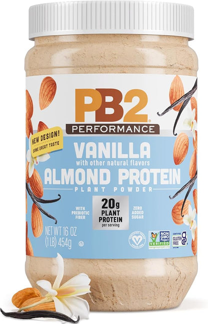 PB2 Performance Almond Plant Based Vegan Protein Powder | 20g Complete Protein, No Added Sugar