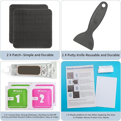 Trampoline Patch Repair Kit 4"X 4" Square On Patches | Repair Trampoline Mat Tear or Hole in a