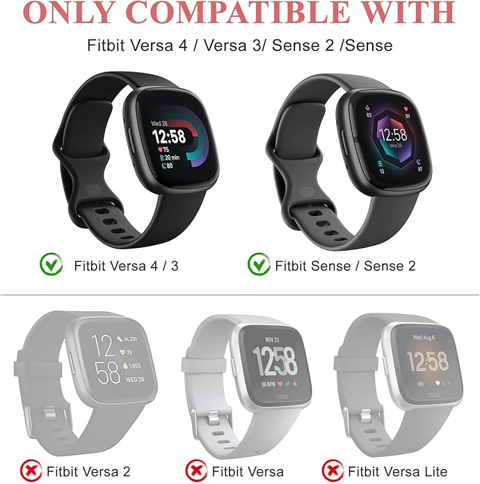 Compatible with Fitbit Versa 4 / Fitbit Versa 3 / Fitbit Sense/Sense 2 Bands, Soft Silicone