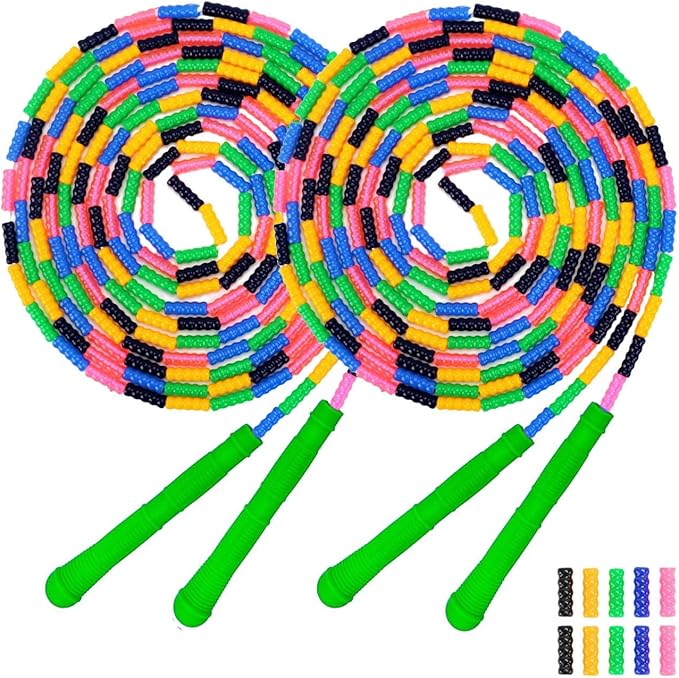Dutch Jump Rope 16 FT 1 Pack/2 Pack, Long Soft Beaded Jump Rope, Adjustable Segmented Skipping Rope