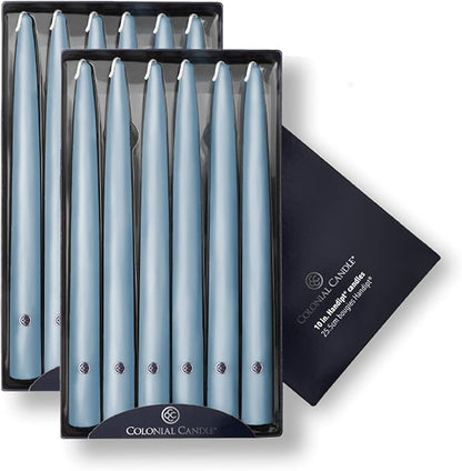 Colonial Candle Unscented Taper Candle, Handipt Collection, Coastal Blue, 10 in, Pack of 12 - Up to