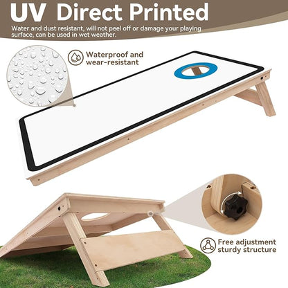 Cornhole Board Set - No Bounce,Regulation Size 4x2 ft,Made of 1/2" Pine Plywood,UV Printing
