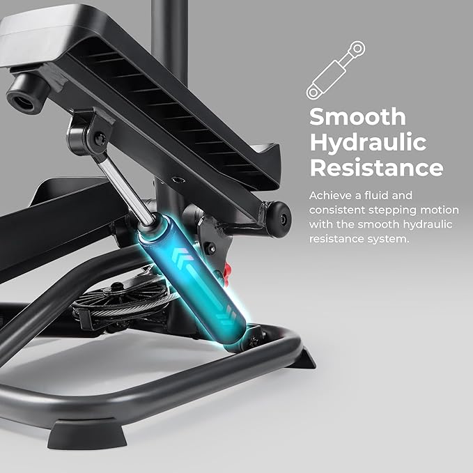 Sunny Health & Fitness Total Body 2-in-1 Smart Stepper Machine for Home with Handlebar and