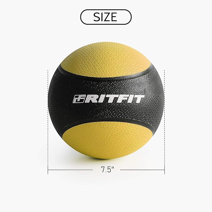 RitFit Weighted Medicine Ball - Non-Slip Rubber Shell & Dual Texture Grip - Workout Exercise Ball