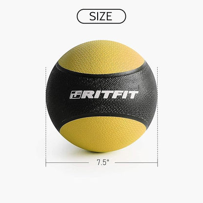 RitFit Weighted Medicine Ball - Non-Slip Rubber Shell & Dual Texture Grip - Workout Exercise Ball